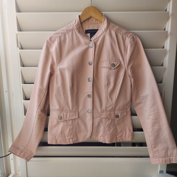 Calvin Klein Jeans Jackets & Blazers - Vintage Calvin Klein Blush Pink Jean Jacket Embroidered Snap Down  Sz L